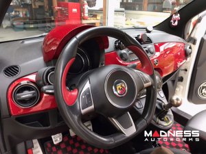 FIAT 500 Custom Dashboard - Carbon Fiber - Red Candy